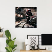 SF Hero aan boord van ruimteschip 3 Poster (Thuiskantoor)