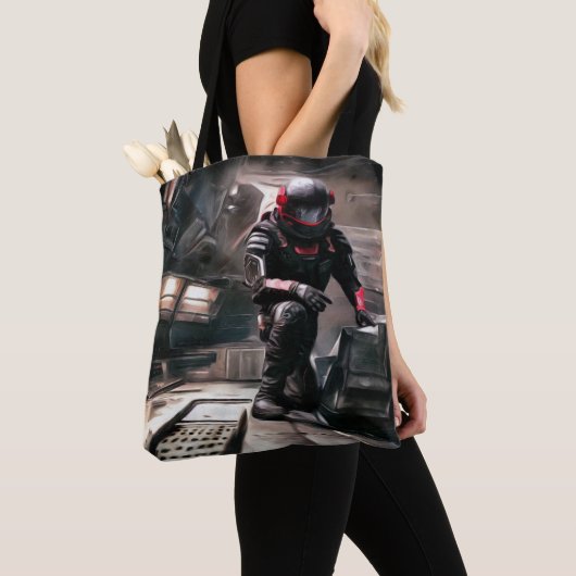 SF Hero aan boord van ruimteschip 3 Tote Bag (Dichtbij)