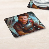 SF Hero aan boord van ruimteschip 4 Kartonnen Onderzetters (Schuin)