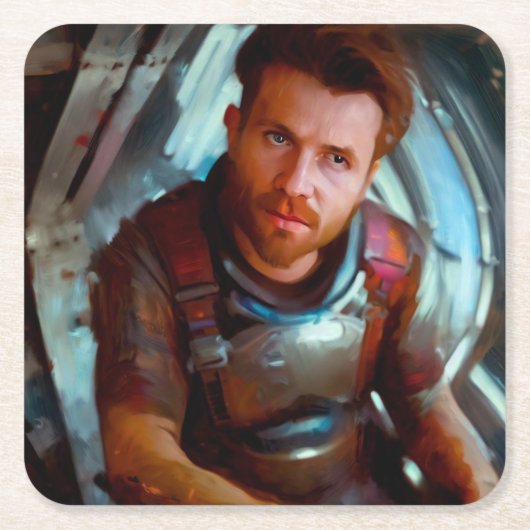 SF Hero aan boord van ruimteschip 4 Kartonnen Onderzetters (Voorkant)