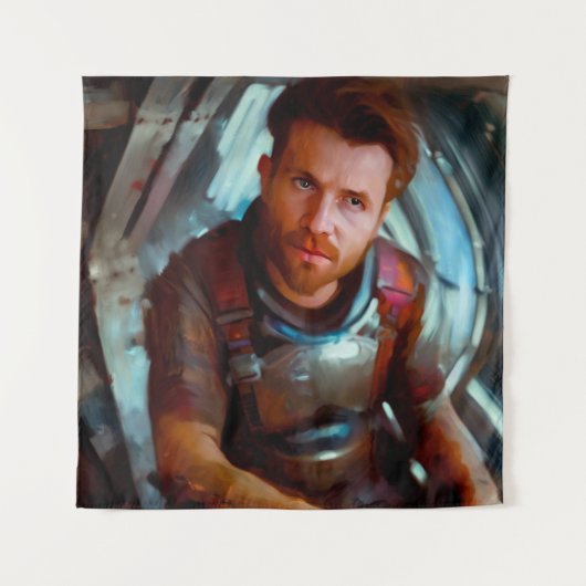 SF Hero aan boord van ruimteschip 4 Wandkleed (Voorkant)