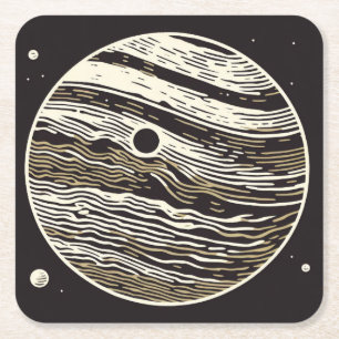 SF Jupiter Woodcut 1 Kartonnen Onderzetters