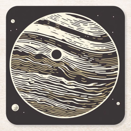 SF Jupiter Woodcut 1 Kartonnen Onderzetters (Voorkant)