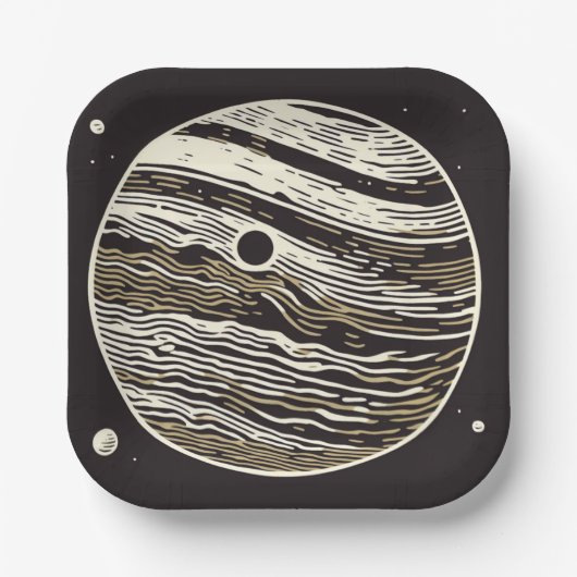 SF Jupiter Woodcut 1 Papieren Bordje (Voorkant)