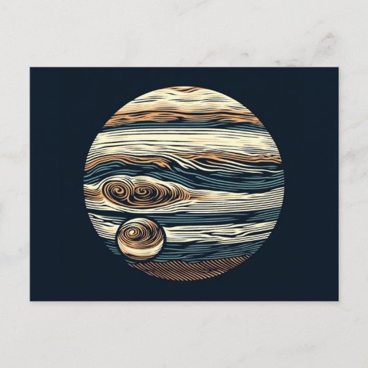 SF Jupiter Woodcut 4 Briefkaart (Voorkant)