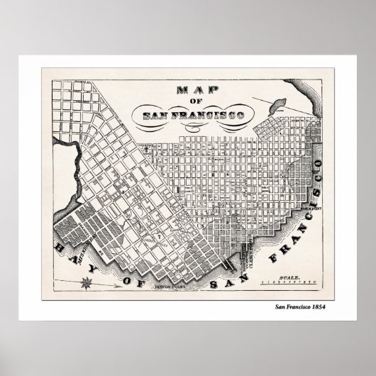 SF-kaart uit 1854 Poster (Voorkant)