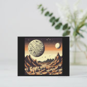 SF Mars Landschap Houtsnede 1 Briefkaart (Staand voorkant)