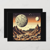 SF Mars Landschap Houtsnede 1 Briefkaart (Voorkant / Achterkant)