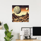 SF Mars Landschap Houtsnede 1 Poster (Thuiskantoor)
