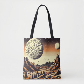SF Mars Landschap Houtsnede 1 Tote Bag