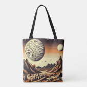 SF Mars Landschap Houtsnede 1 Tote Bag (Achterkant)