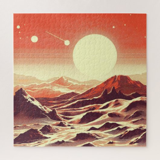 SF Mars Landschap Houtsnede (2) Legpuzzel (Verticaal)