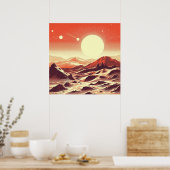 SF Mars Landschap Houtsnede 2 Poster (Keuken)