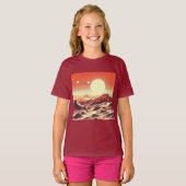 SF Mars Landschap Houtsnede 2 T-shirt (Voorkant volledig)