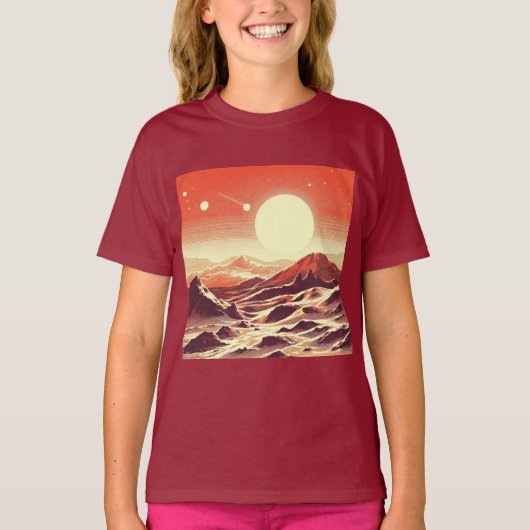 SF Mars Landschap Houtsnede 2 T-shirt (Voorkant)