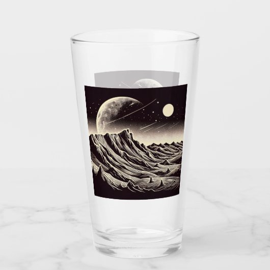 SF Mars Landschap Houtsnede 3 Glas (Voorkant)