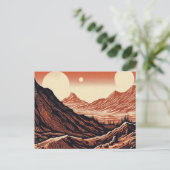 SF Mars Landschap Houtsnede 4 Briefkaart (Staand voorkant)