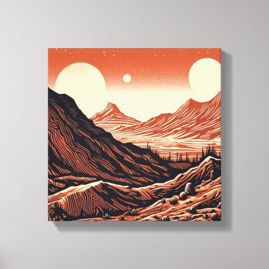 SF Mars Landschap Houtsnede 4 Canvas Afdruk (Voorkant)