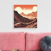 SF Mars Landschap Houtsnede 4 Canvas Afdruk (Insitu (Woonkamer))