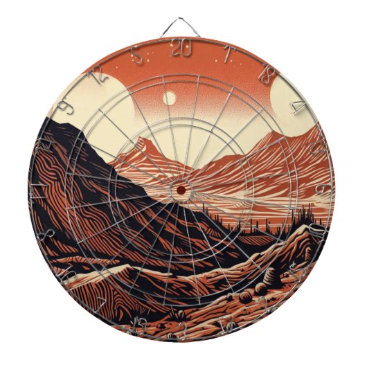 SF Mars Landschap Houtsnede (4) Dartbord (Voorkant)