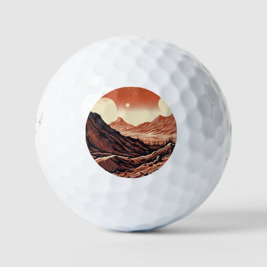 SF Mars Landschap Houtsnede (4) Golfballen (Voorkant)