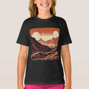 SF Mars Landschap Houtsnede 4 T-shirt