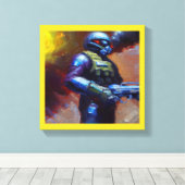 SF - Militaire Held 4 Canvas Afdruk (Insitu (Houten vloer))