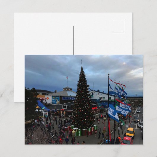 SF Pier 39 Kerstmis #1 Briefkaart (Voorkant / Achterkant)