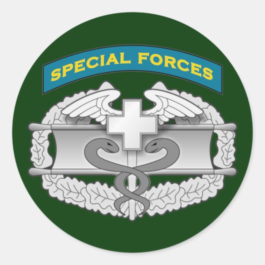 SF Q-tab en Combat Medic badge Ronde Sticker (Voorkant)