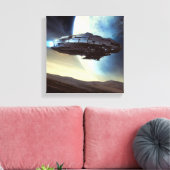 SF Ruimteschip in een baan om de Aarde 2 Canvas Afdruk (Insitu (Woonkamer))