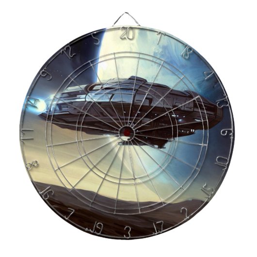 SF Ruimteschip in een baan om de aarde (2) Dartbord (Voorkant)