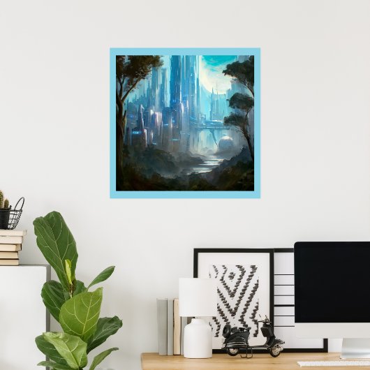 SF - Stad op bosplaneet 2 Poster (Thuiskantoor)