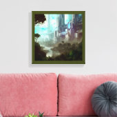 SF - Stad op bosplaneet 4 Canvas Afdruk (Insitu (Woonkamer))