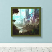 SF - Stad op bosplaneet 4 Canvas Afdruk (Insitu (Houten vloer))