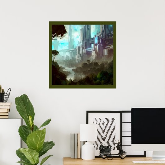 SF - Stad op bosplaneet 4 Poster (Thuiskantoor)