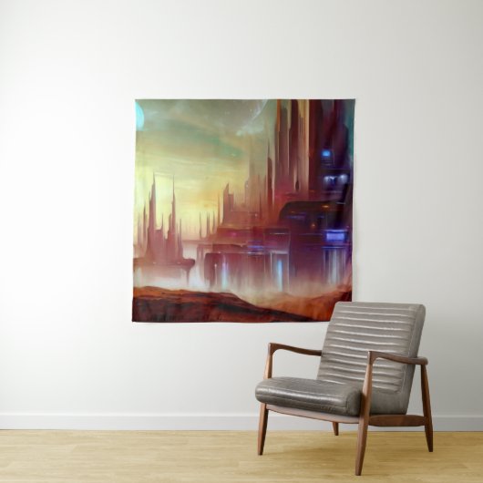 SF Stad Op Een Vreemde Planeet 1 Wandkleed (In situ)