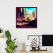 SF Stad Op Een Vreemde Planeet 3 Poster (Thuiskantoor)