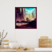 SF Stad Op Een Vreemde Planeet 3 Poster (Keuken)