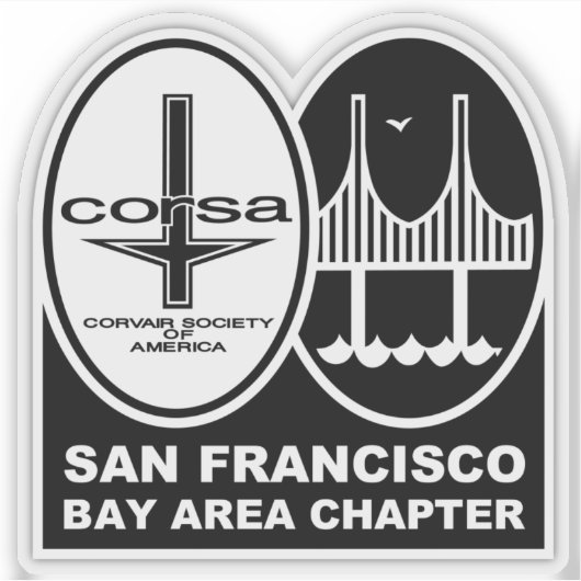 SFBA CORSA Corvair autoclub transparante sticker (Voorkant)