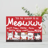 Sfeer om Meowwy Grappig te zijn Knuffel Katzen Ker Feestdagenkaart (Staand voorkant)