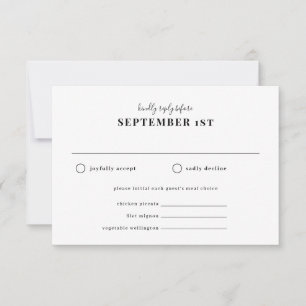 Sfeer Reageer met Maaltijdkeuze RSVP Kaartje
