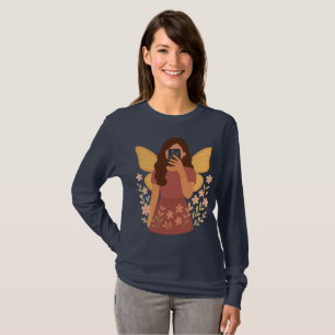 Sfeer sticker van elfje dat selfie maakt t-shirt