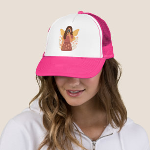 Sfeer sticker van elfje dat selfie maakt trucker pet