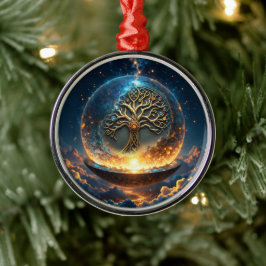 Sfeer van Leven – De Gouden Wereldboom. Metalen Ornament