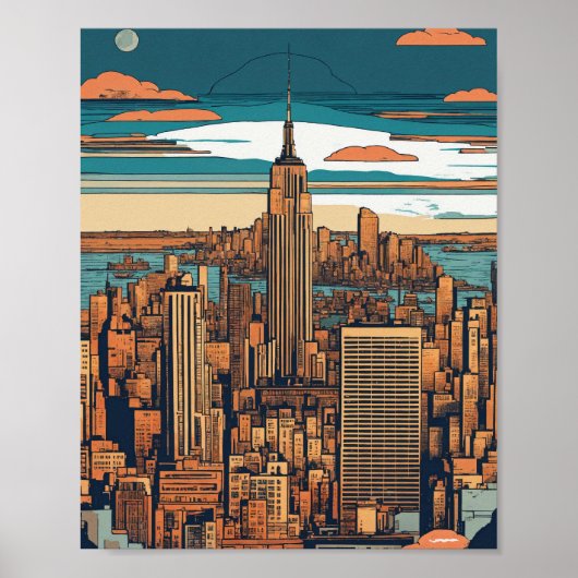 "Sfeer van New York City: Vector Art Capture" Poster (Voorkant)