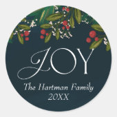 Sfeer van Vrolijkheid Persoonlijke Kerstvakantie Ronde Sticker (Voorkant)