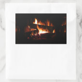 Sfeerbeeld van warme winterhaard rechthoekige sticker (Tas)