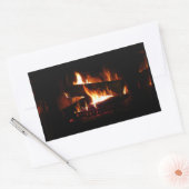 Sfeerbeeld van warme winterhaard rechthoekige sticker (Envelop)