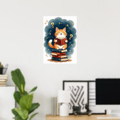 Sfeerboek Liefhebber Kat Leest Sterrenbeeld Donker Poster (Thuiskantoor)