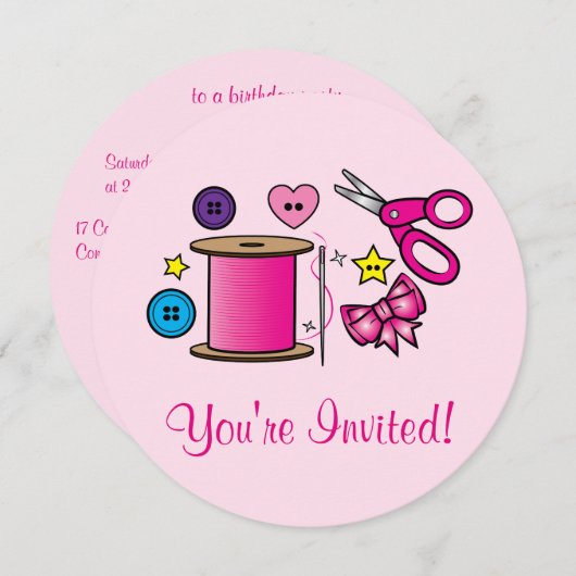 Sfeerfeest met naaicreaties kaart (Voorkant / Achterkant)